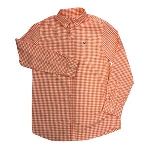 Boys Vineyard Vines Orange Checkered Performance Shirt